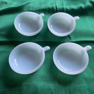 Vintage Glasbake White Milk Glass Soup Bowls Set of 4